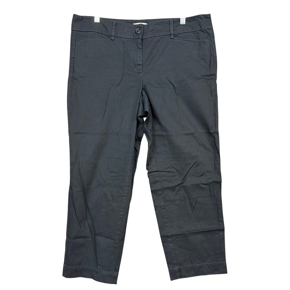 LOFT Outlet Womens Pants Black Mid Rise Cropped Original Fit Stretch 10